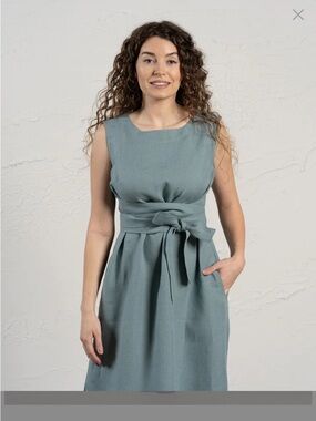 Sleeveless Obi Wrap Midi Dress in Sage Green